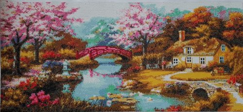 Diamond painting, country cottage in summer.